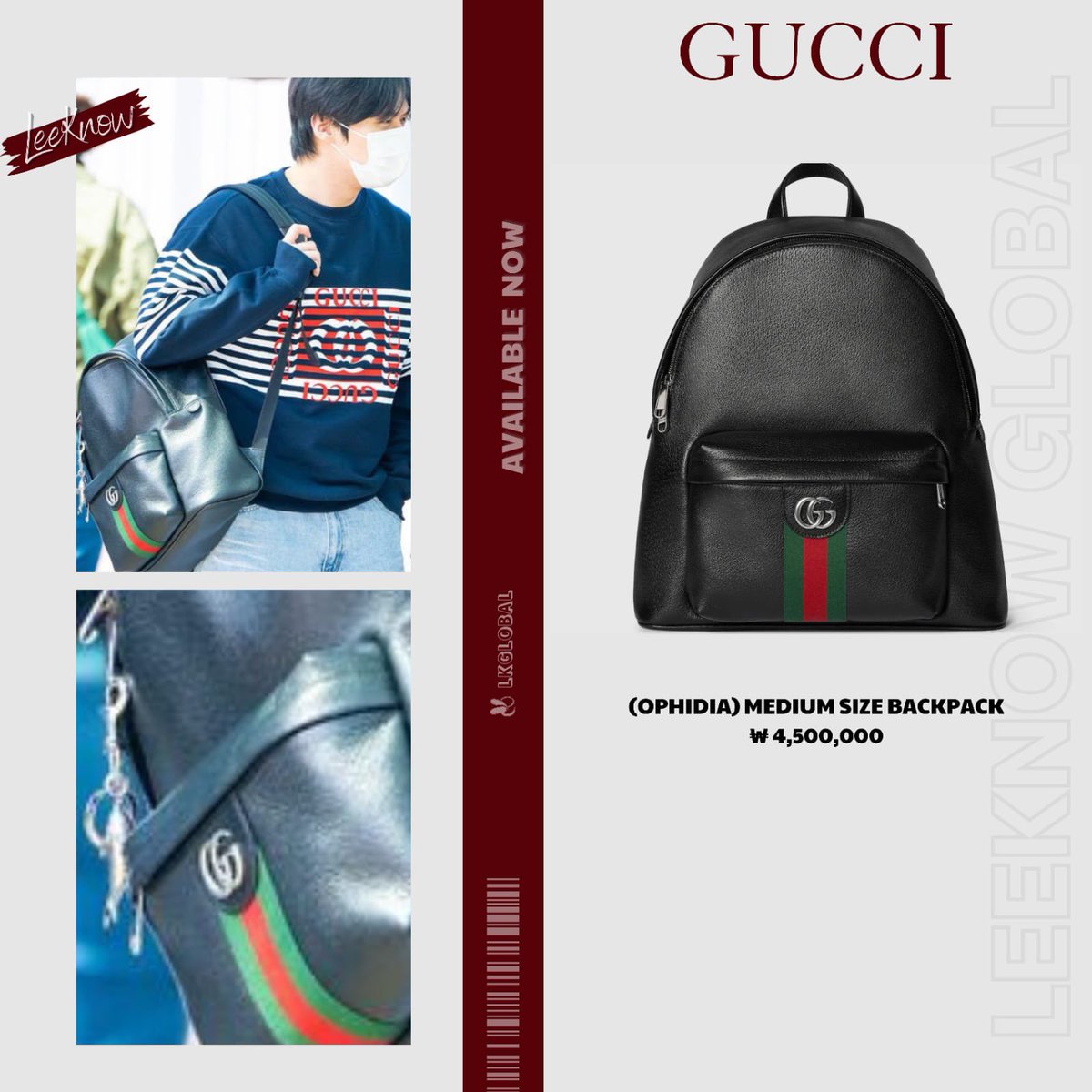 LeeKnow's backpack from @gucci's Ophidia line is now available for