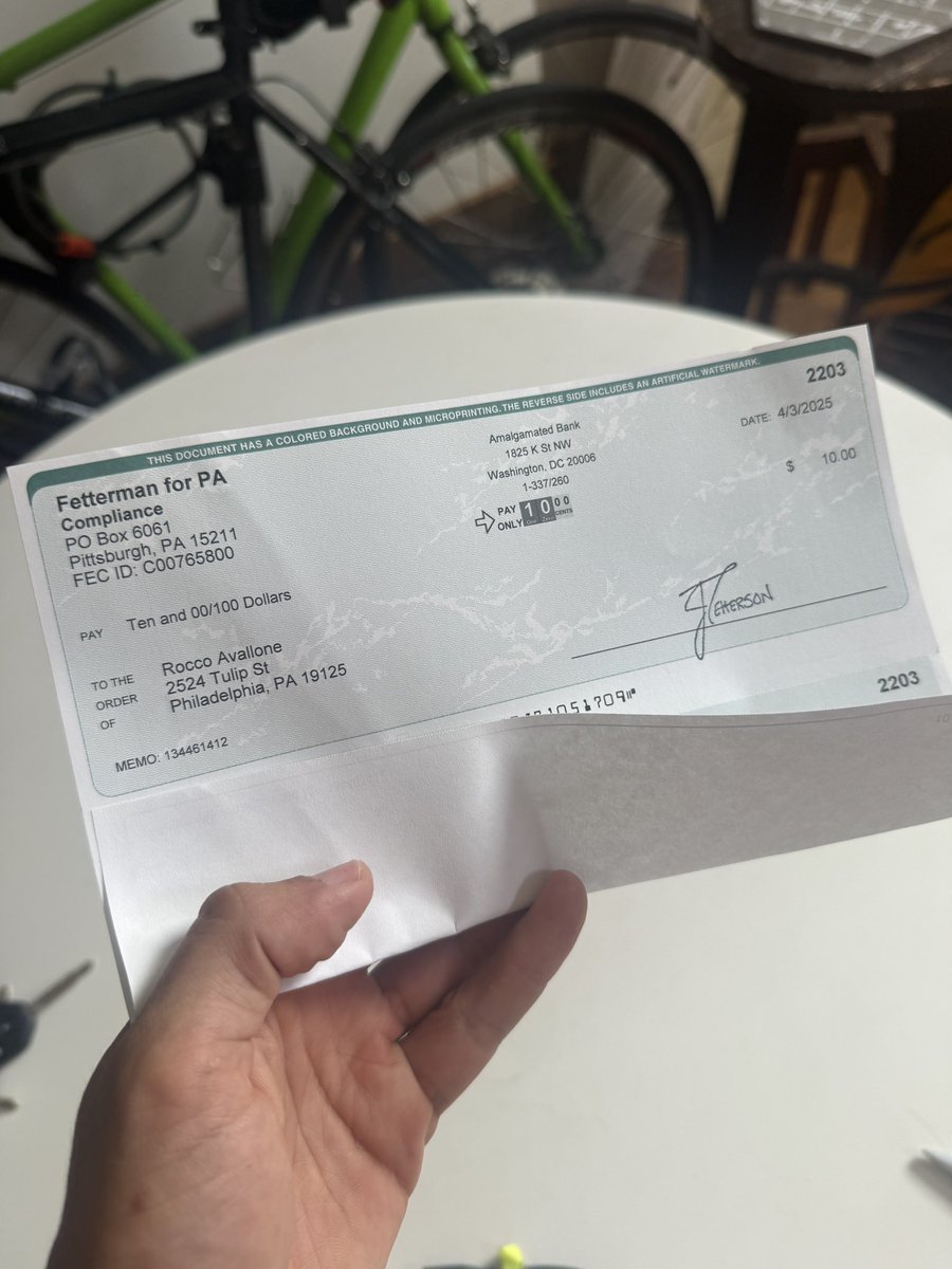Saw someone post you can demand to have any money you donated to <a href="/SenFettermanPA/">U.S. Senator John Fetterman</a> back. I thought no way it would work and today this check arrived.
