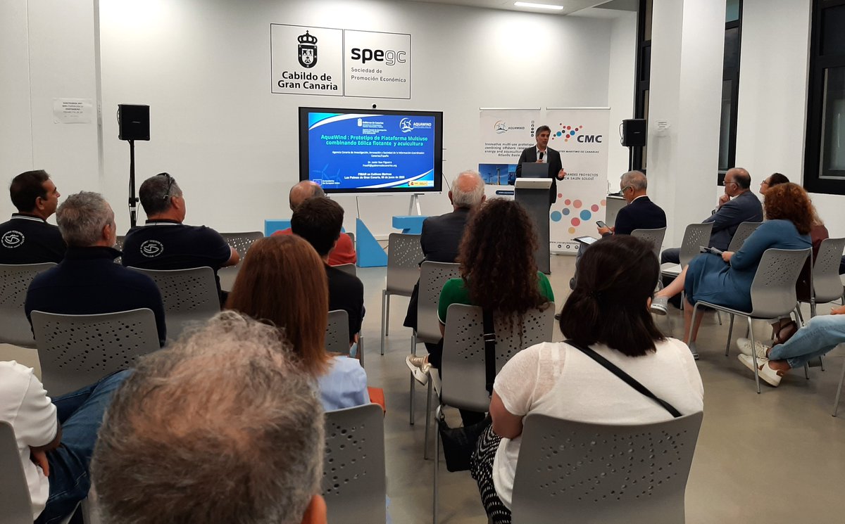 Clúster Marítimo de Canarias (@cmaritimoc) on Twitter photo Una treintena de asistentes, entre empresas y entidades públicas, se han dado cita en nuestra 📍 sede para conocer cómo la 🌬️energía eólica marina y la 🐟acuicultura se dan la mano para transformarse en un proyecto 💡 innovador en #Europa: <a href="/AquawindP/">AquaWind Project</a> . Una treintena de asistentes, entre empresas y entidades públicas, se han dado cita en nuestra 📍 sede para conocer cómo la 🌬️energía eólica marina y la 🐟acuicultura se dan la mano para transformarse en un proyecto 💡 innovador en #Europa: <a href="/AquawindP/">AquaWind Project</a> .