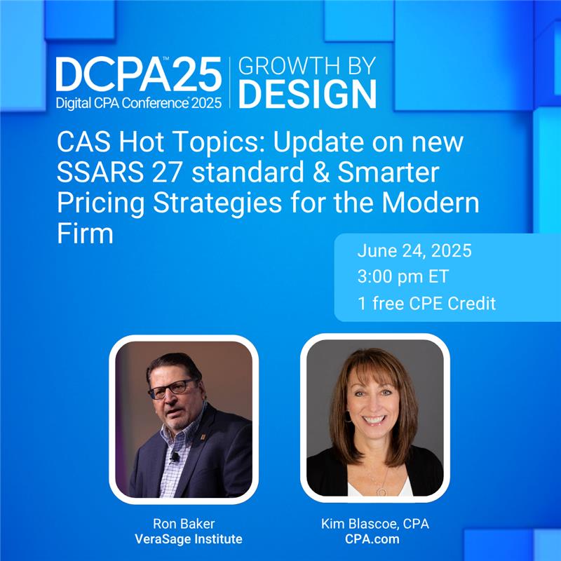 Client advisory services (CAS) firms are navigating major shifts—from the new SSARS27 standard to adopting value/subscription pricing models. Join us for the first #DCPA25 webinar on June 24 to learn how to leverage these changes. Earn 1 free CPE credit. event.on24.com/wcc/r/4968311/…