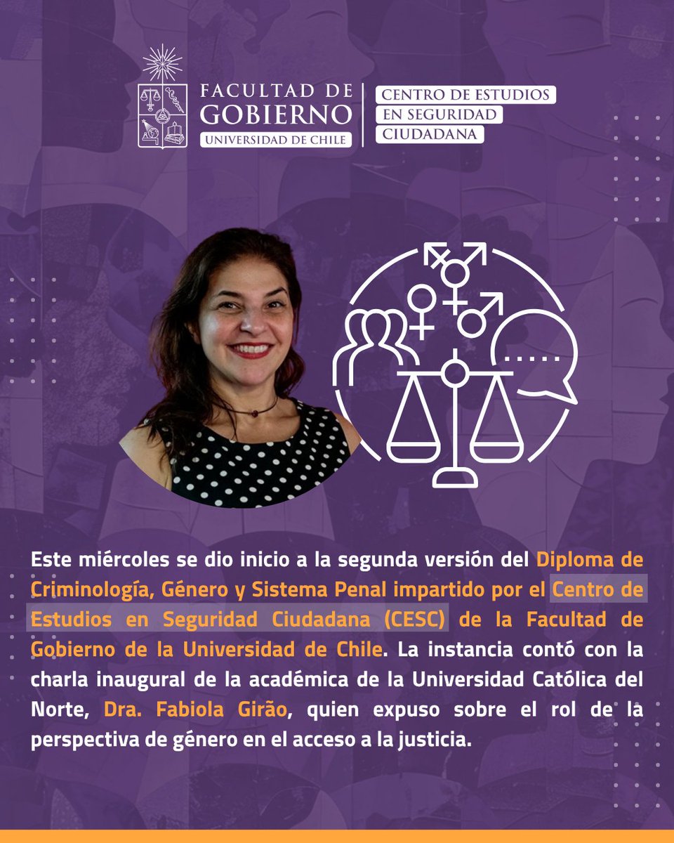 CESC_UChile's tweet image. ¡Amplía tus horizontes analíticos con el CESC!

Iniciamos el Diploma en Criminología, Género y Sistema Penal con gran asistencia del ecosistema penal.

La Dra. Fabiola Girao expuso sobre género y justicia ⚖️

¡Aún puedes postular! 📩 docenciacesc@gobierno.uchile.cl
#DocenciaCESC