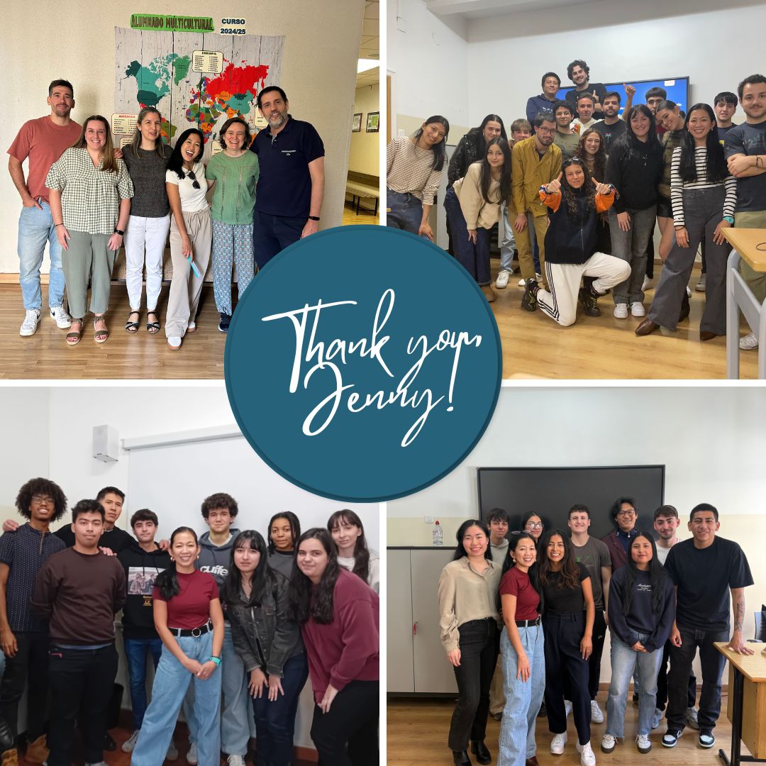 SaraSacristan's tweet photo. We say goodbye to Jenny, our language assistant. Thank you for all the unforgettable moments and best of luck in all that comes next! Don’t miss the post on the English Corner—includes the recipe for her famous macaroons! 🥥🍪https://t.co/iDUDohidur @BEDASpain #AlwaysOnTheWay https://t.co/xgmBwxmCpb