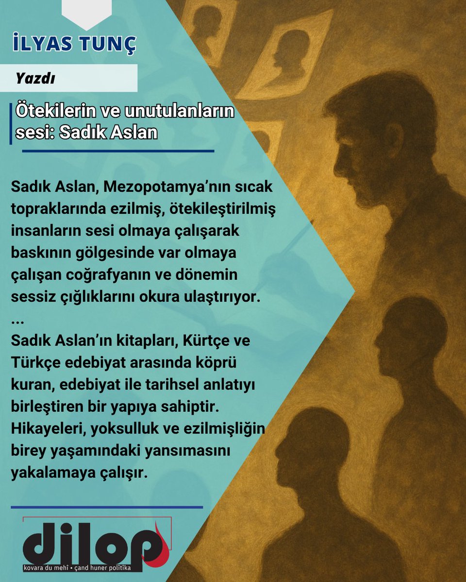 Ötekilerin ve unutulanların sesi: Sadık Aslan

✍️İLYAS TUNÇ

🔗kovaradilop.net/2025/05/15/ote…