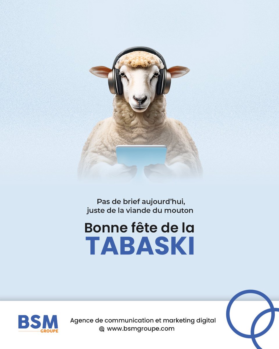 bsmgroupe's tweet image. On troque volontiers les briefs contre les grillades aujourd’hui !

Joyeuse fête de Tabaski à tous nos amis musulmans 🐏✨

Que cette fête vous apporte autant de joie que ce mouton casqué… même s’il sait déjà qu’il finira en sauce 😅.

#Tabaski #tabaski2025 #bsmgroupe