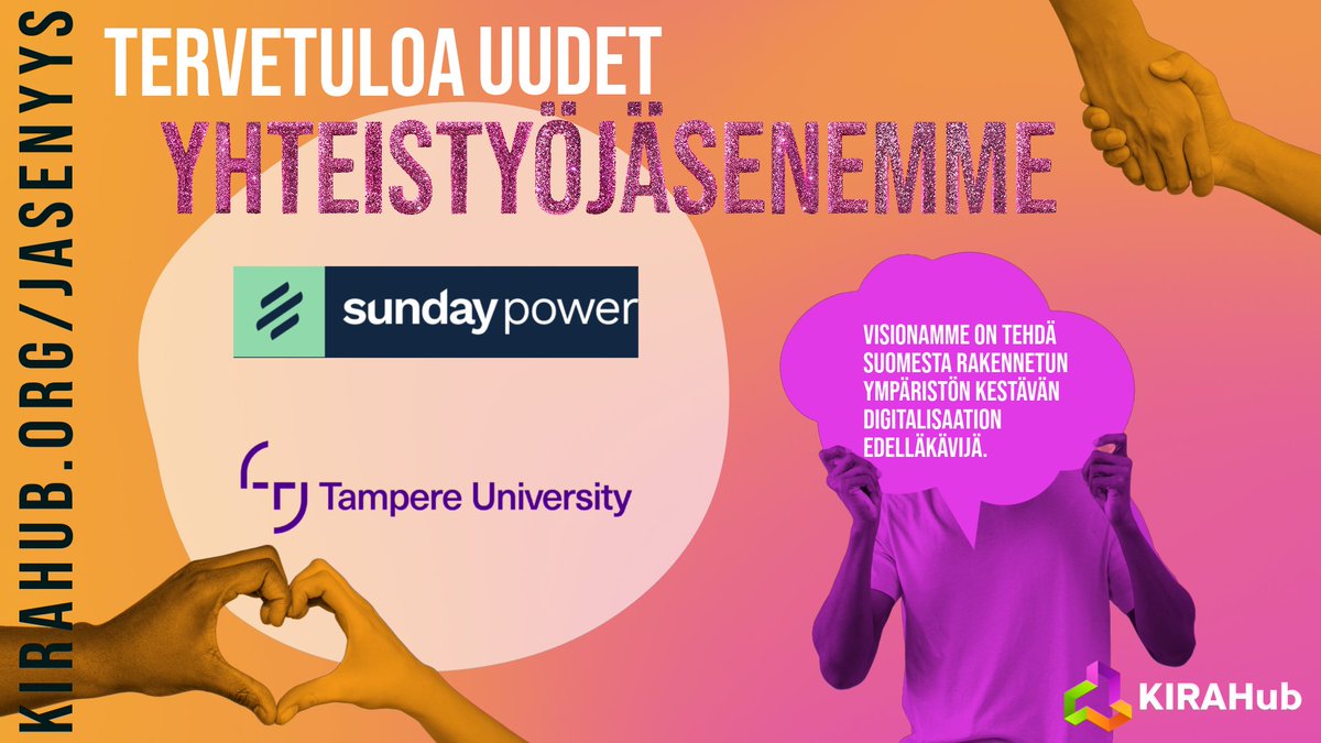 😍 On aika julkistaa vuoden kolmonen joukko uusia yhteistyöjäseniämme. Yhteisenä visionamme on tehdä Suomesta rakennetun ympäristön kestävän digitalisaation edelläkävijä!

Tervetuloa mukaan: 

❤️ Sunday Power
❤️ Tampere University

#kestävädigi #yhteistyöjäsenyys