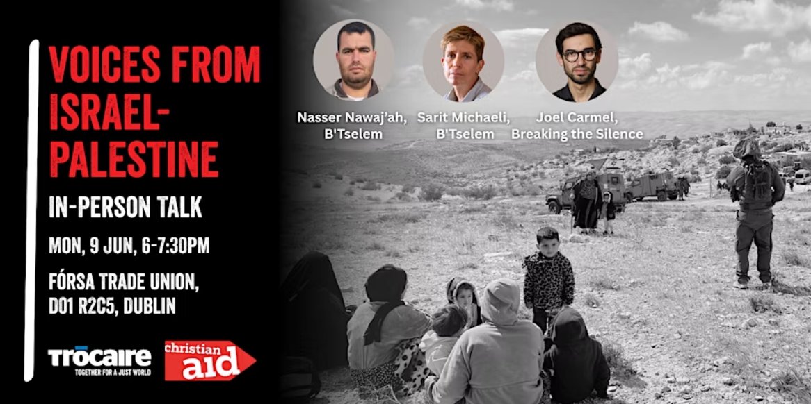 Join Trócaire for a powerful evening of real stories and open dialogue from both Israeli and Palestinian speakers. Hear first-hand experiences, ask questions, and engage in meaningful conversation. eventbrite.ie/e/voices-from-…
