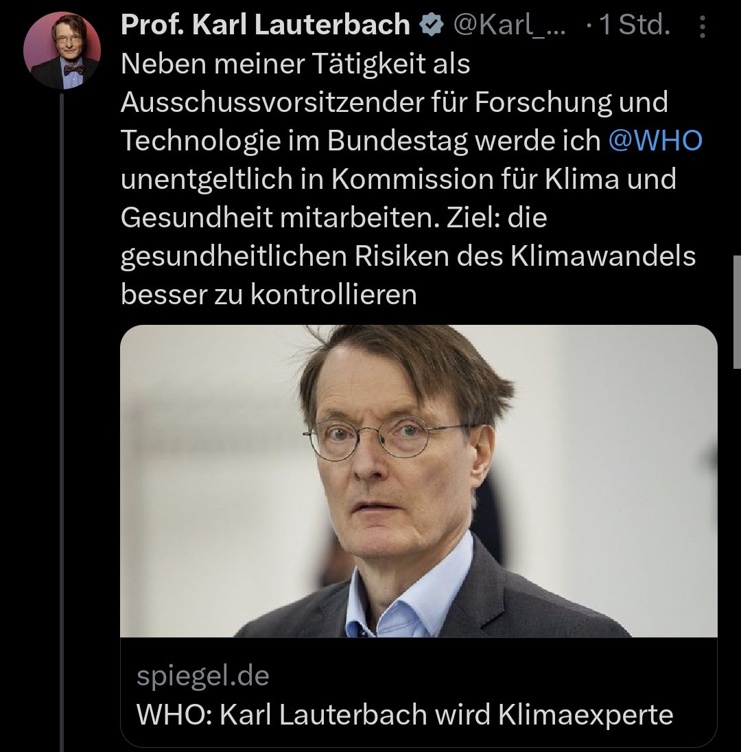 Lauterbach macht jetzt Klima.
Wird er die neue Greta?