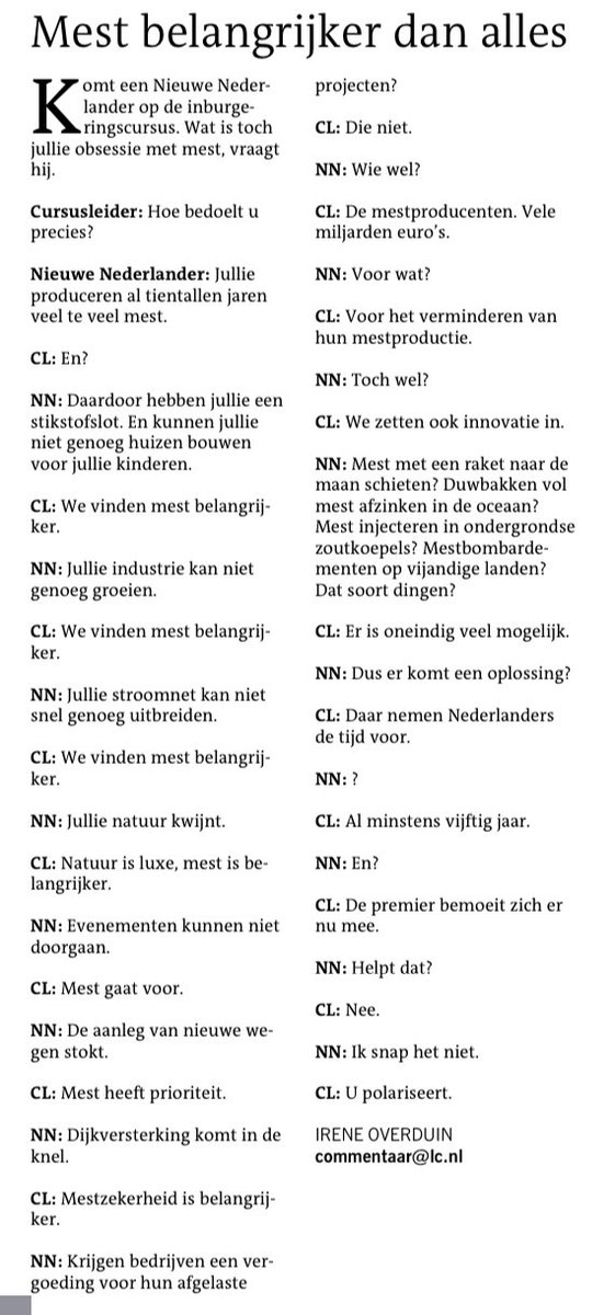 Hoe belangrijk laten we mest worden in de verkiezingscampagnes? Klik op de afbeelding om mijn absurdistische maar toch ook felrealistische commentaar over een deelbelang te lezen. #leeuwardercourant