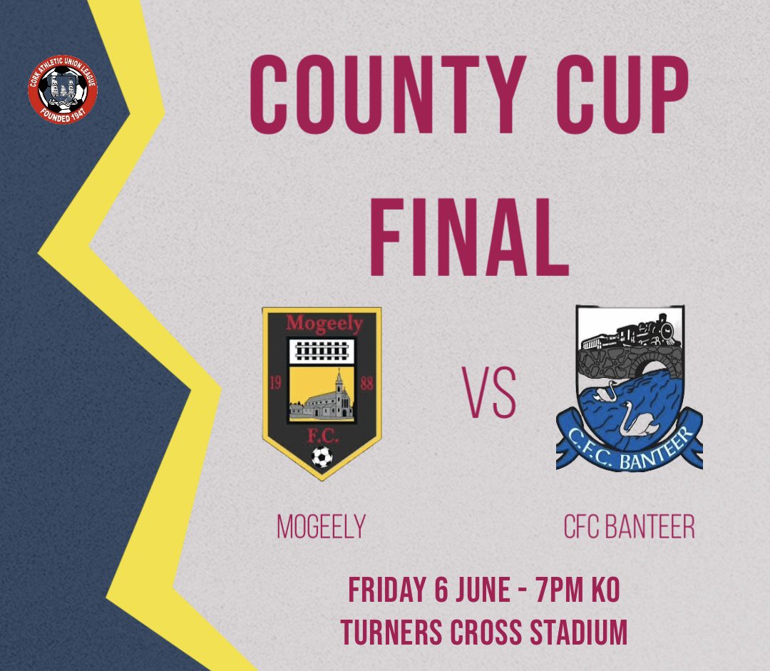 Cork Athletic Union League (@corkaul) on Twitter photo Tonight in Turners Cross the <a href="/Heineken_IE/">Heineken Ireland</a> Murphys Stout Cork Aul County Cup final
Mogeely v <a href="/CFCBanteer/">CFC Banteer</a>
Kick off 7pm Tonight in Turners Cross the <a href="/Heineken_IE/">Heineken Ireland</a> Murphys Stout Cork Aul County Cup final
Mogeely v <a href="/CFCBanteer/">CFC Banteer</a>
Kick off 7pm