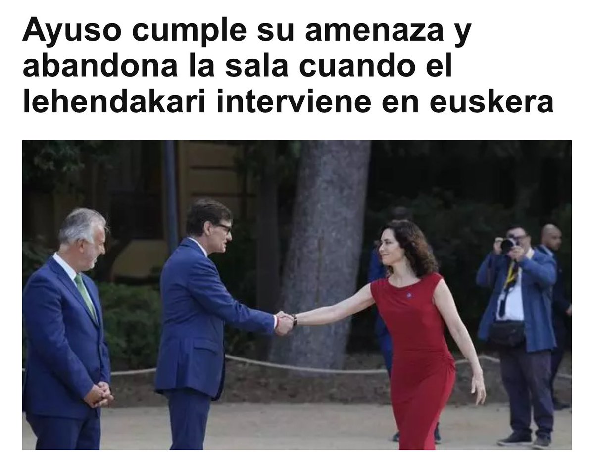 Ayuso es capaz de someterse ante los extranjeros que compran Madrid a trozos y que expulsan a las familias de los barrios, pero se enfada por que en España existan varias lenguas oficiales. “En los trances duros, los señoritos invocan la patria y la venden” decía Machado