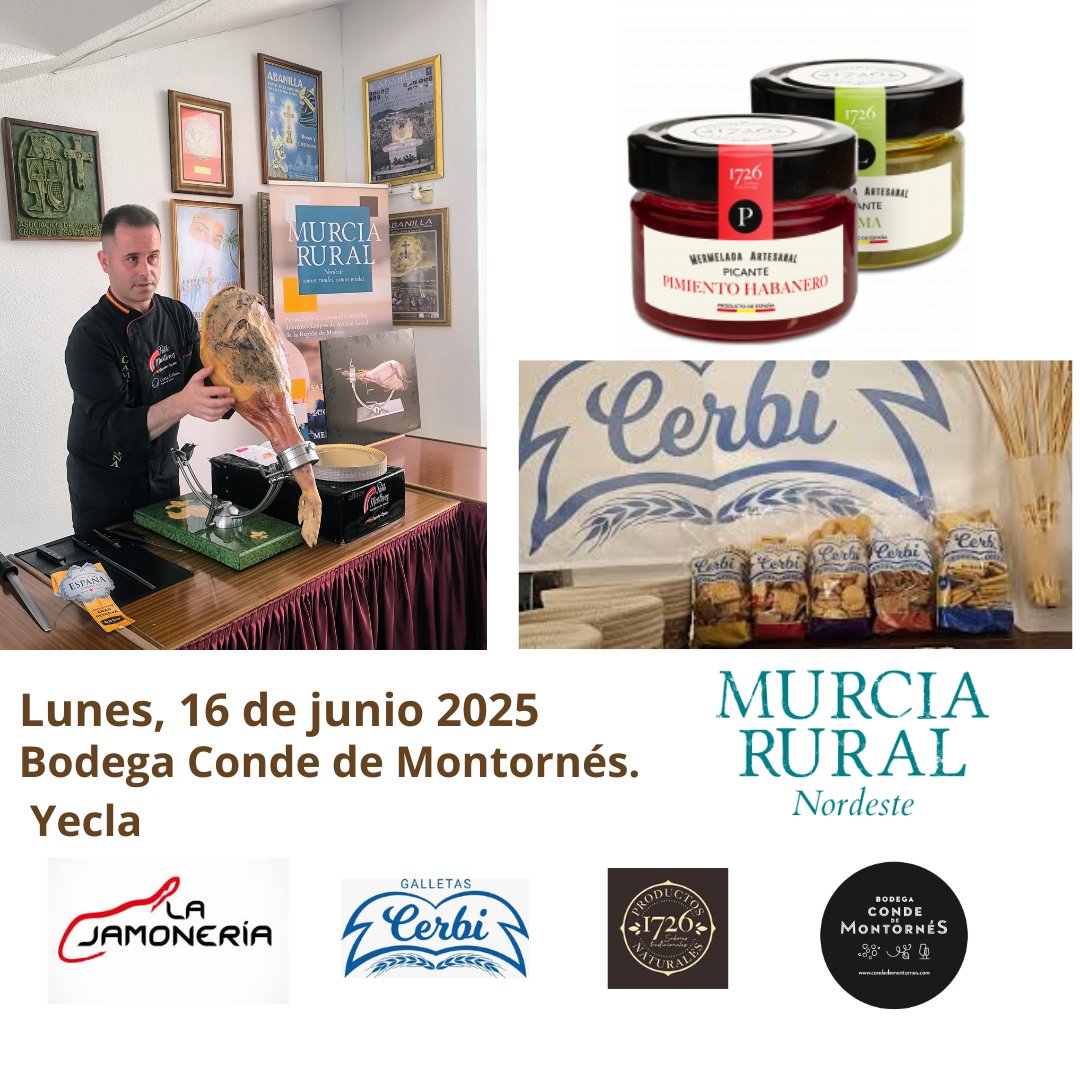 🔪🐖 Jornada del Jamón en Yecla
📅 16 de junio | 🕘 9:00–14:00 h
📍 Bodega Conde de Montornés
🍯 Mermeladas 1726
🍪 Galletas CERBI
🍖 Corte profesional con campeón de España
🎯 Dirigido a profesionales 
🆓 ¡Plazas limitadas!
👉 Inscríbete gratis aquí: [acortar.link/ZcBgZj]