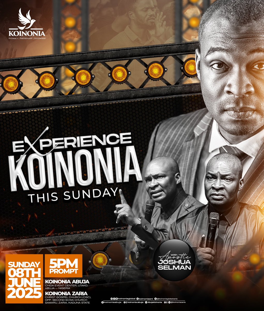 EXPERIENCE KOINONIA THIS SUNDAY

"And they continued steadfastly in the apostles’ doctrine and fellowship, and in breaking of bread, and in prayers."
— Acts 2:42 (KJV)

The Word of God carries the power to transform lives, equip saints, and mature believers into spiritual