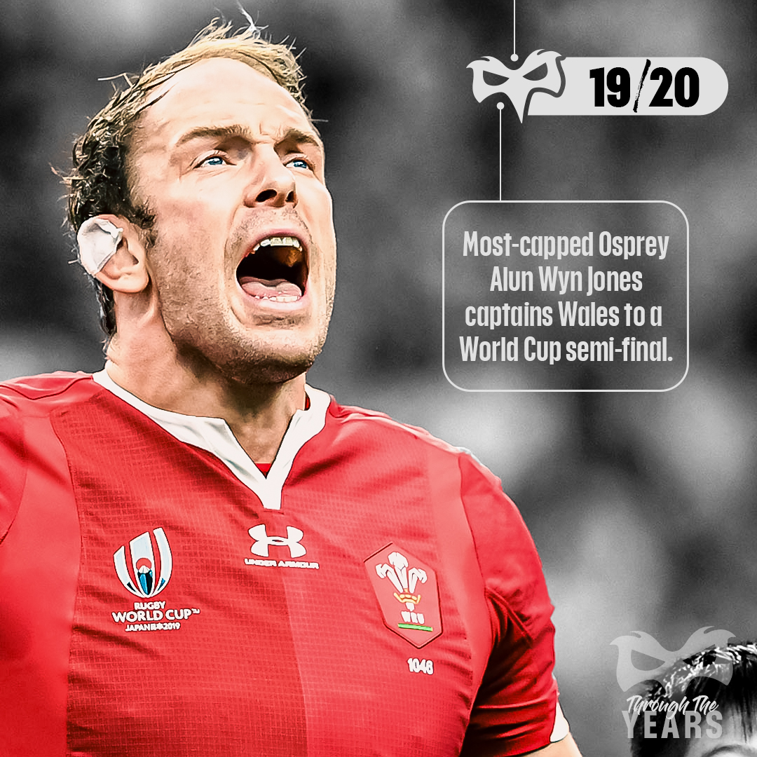 📅 2019/20 season

Your most capped Osprey, Alun Wyn Jones, captains Wales to a World Cup semi-final vs eventual Champions, South Africa.

With Jac and Dewi both having captained Wales in recent seasons, which Osprey do you think will earn the accolade next?

#TogetherAsOne
