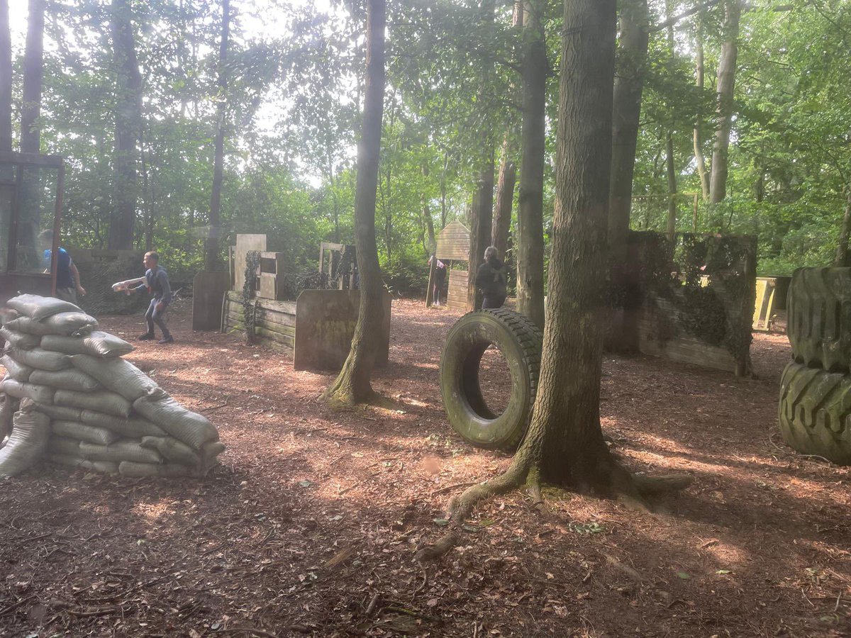 Group 4 are playing laser tag in the forest! 🌳