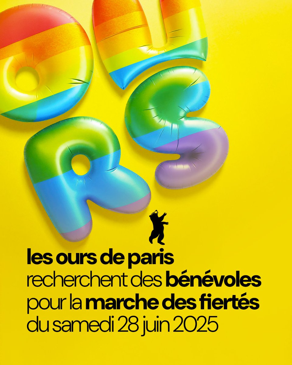 🏳️‍🌈✊✨ Les Ours de Paris recherchent des bénévoles pour la marche des fiertés du samedi 28 juin 2025.

Envie de nous soutenir et de nous donner un coup de main ?

Présentation des missions et inscription sur notre formulaire
📝 forms.gle/5dwYsJbdXRs5fq… 📝