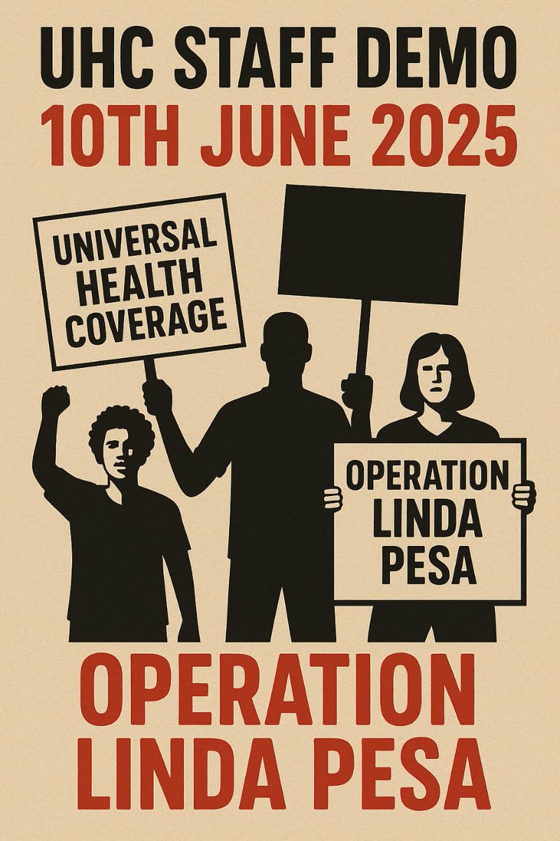 Our Demands:
1. Immediate HEADCOUNT of UHC staff on Payroll before June 2025 ends.

2. Immediate change of UHC staff payslips to PnP effective July 1, 2025.

3. Immediate payments of due GRATUITY once confirmation of PNP is effected.

<a href="/fnoluga/">Dr. Ouma Oluga, OGW</a> 
<a href="/psmuthoni/">Mary Muthoni Muriuki, CBS, HSC</a> 
<a href="/HonAdenDuale/">Hon. Aden Duale, EGH</a>