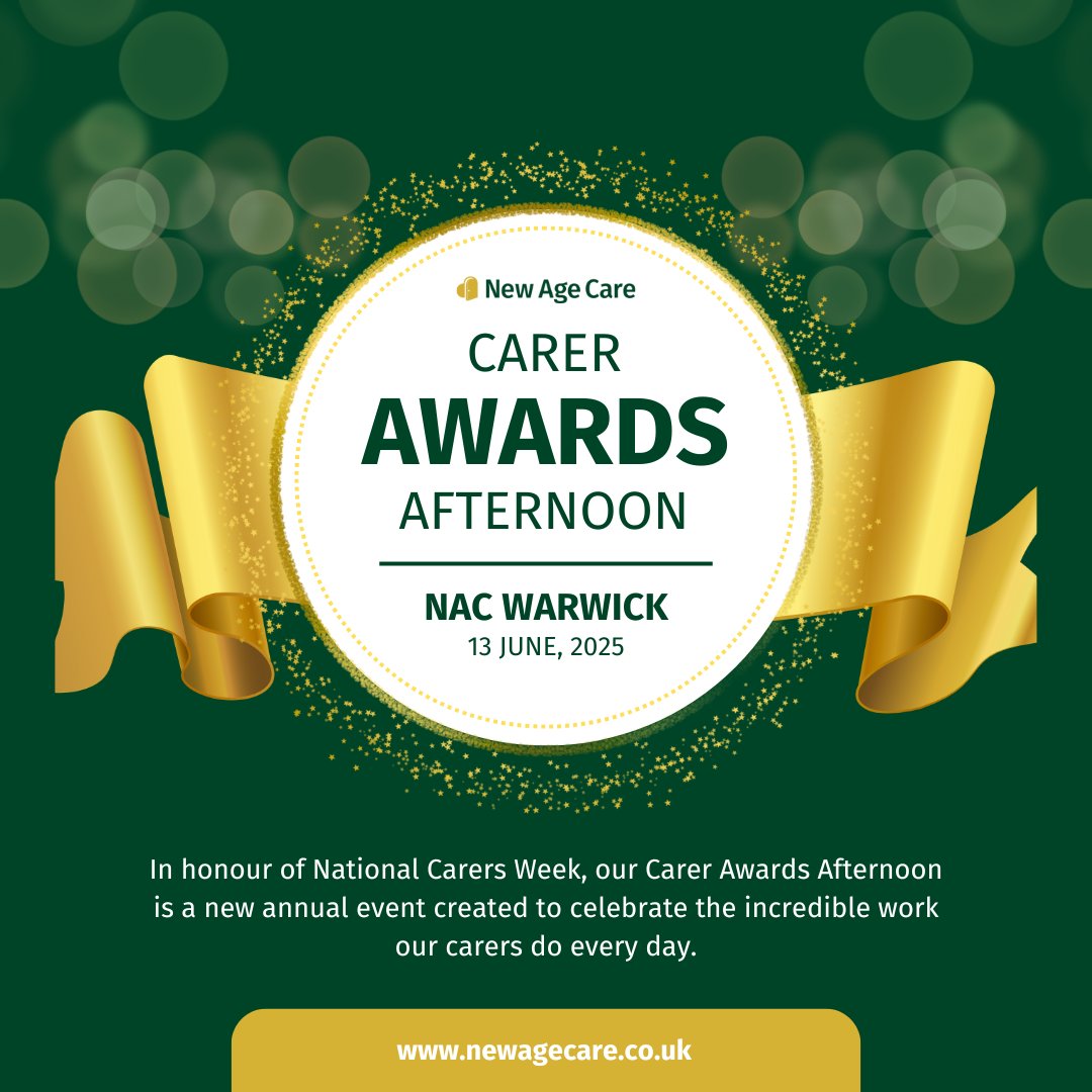 New Age Care (@newagecareuk_) on Twitter photo 🎉 We’re celebrating National Carers Week with our first-ever Carer Awards Afternoon next Friday!
💙 15 awards, care packages, food — and the all-important Client’s Choice Award 🏆
Know a carer who deserves recognition?
👉 Nominate via email: eleanorlovatt@newagecare.co.uk 🎉 We’re celebrating National Carers Week with our first-ever Carer Awards Afternoon next Friday!
💙 15 awards, care packages, food — and the all-important Client’s Choice Award 🏆
Know a carer who deserves recognition?
👉 Nominate via email: eleanorlovatt@newagecare.co.uk