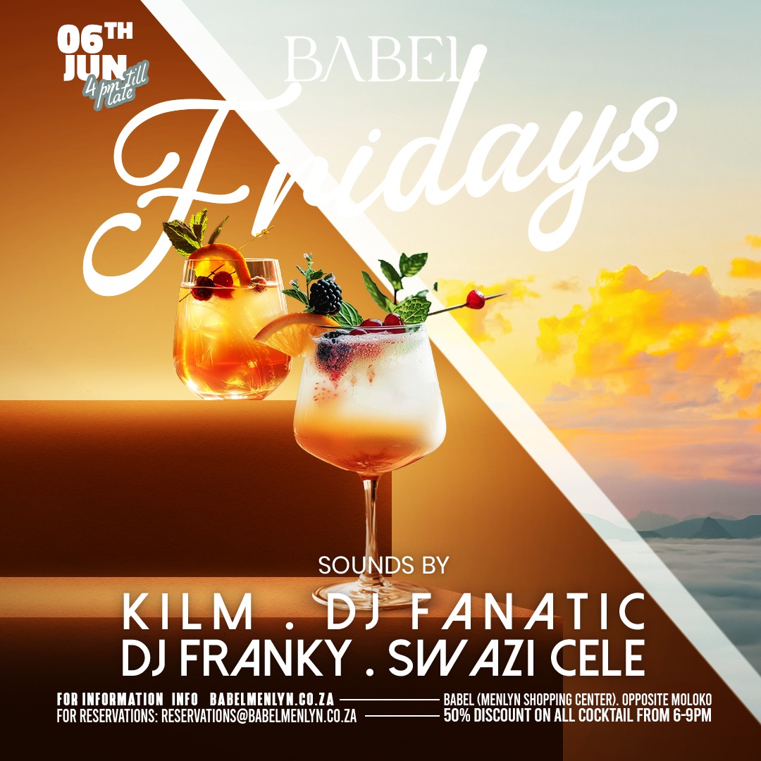 @Leo_Big L (@mutombo_lionel) on Twitter photo Let's kick start the weekend with <a href="/babel_menlyn/">Babel Menlyn</a>. #babelfridays
<a href="/Moloko_Menlyn/">Moloko Menlyn</a> <a href="/sbokhuzy/">SBOKHUZY 🇿🇦</a> <a href="/Thabang_Den/">Thabang</a> <a href="/Djyeankeyz/">♣Deejay yeankeyz♣</a> <a href="/PoizonDaGodfada/">Poizon The Godfather</a> <a href="/kodisang75/">omphile kodisang</a> Let's kick start the weekend with <a href="/babel_menlyn/">Babel Menlyn</a>. #babelfridays
<a href="/Moloko_Menlyn/">Moloko Menlyn</a> <a href="/sbokhuzy/">SBOKHUZY 🇿🇦</a> <a href="/Thabang_Den/">Thabang</a> <a href="/Djyeankeyz/">♣Deejay yeankeyz♣</a> <a href="/PoizonDaGodfada/">Poizon The Godfather</a> <a href="/kodisang75/">omphile kodisang</a>