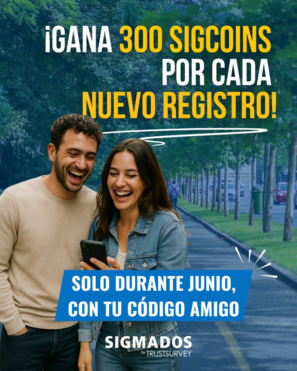 🎁 ¡Este junio, invita a tus amigos a TrustSurvey y gana x6!

🤩 Por cada amigo que se una con tu código, ¡ambos recibiréis 300 sigcoins!

¿Cómo funciona?
1️⃣ Encuentra tu "Código Amigo" en tu perfil.
2️⃣ Compártelo con tus amigos.
3️⃣ Cuando tu amigo se registre y ambos participéis