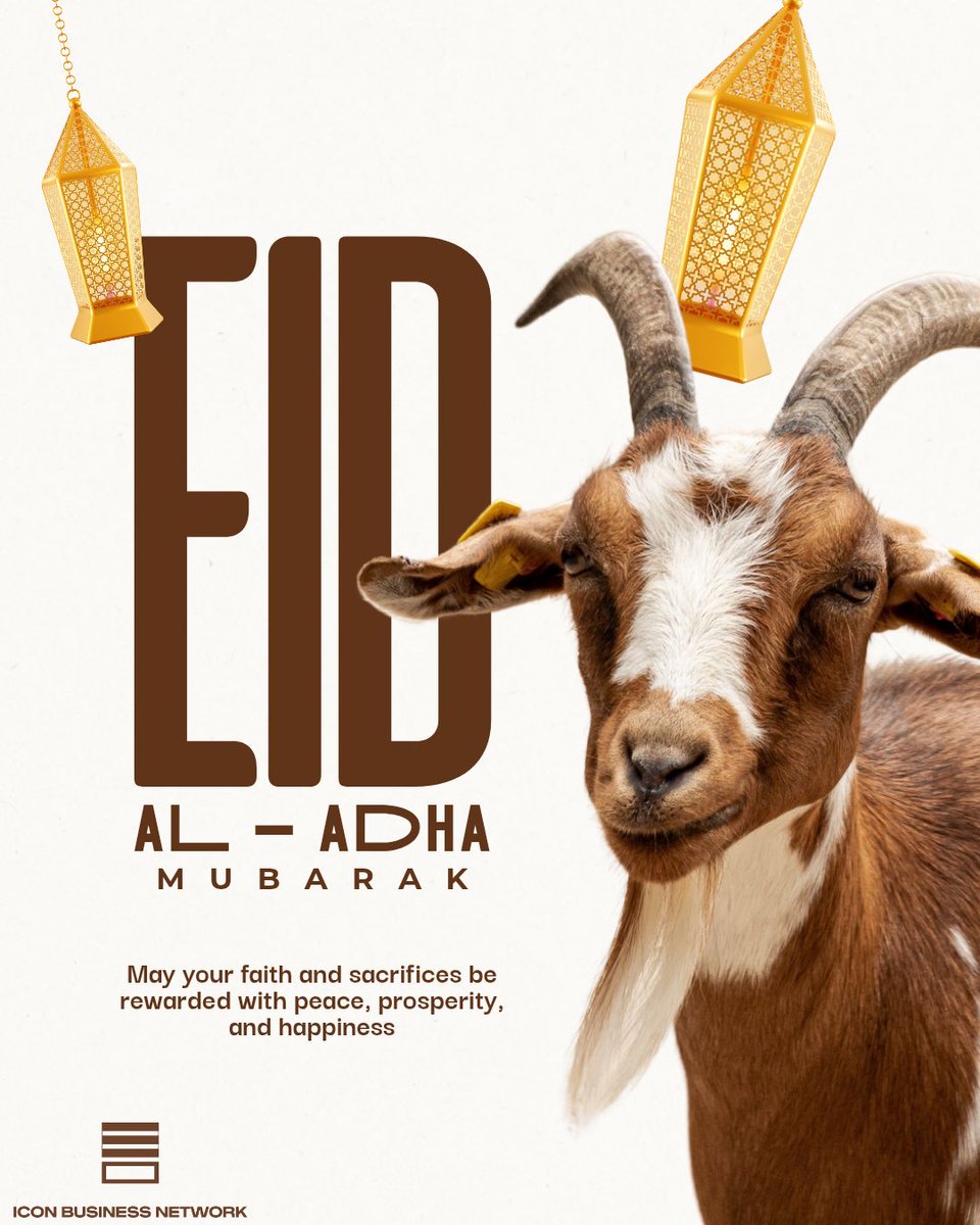 IconBizNetwork_'s tweet image. 🌙 Eid al-Adha Mubarak 🌙
As we celebrate this season of sacrifice, faith, and unity, we extend our warmest wishes to all our valued members and  colleagues.

May this Eid bring peace, prosperity, and blessings to you and your loved ones.

Barka da Sallah!
#ICONBusinessNetwork
