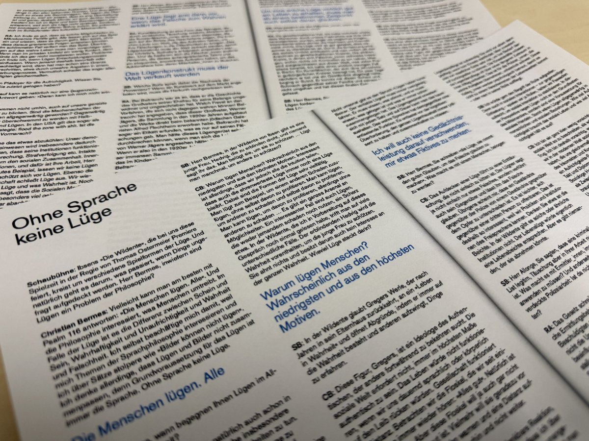 Christian Bermes (@bermeschristian) on Twitter photo „Die Menschen lügen. Alle“ (Psalm 116)
Ein Interview zur Lüge für die <a href="/schaubuehne/">Schaubühne Berlin</a>, wo in der kommenden Spielzeit Ibsens ‚Wildente’ in der Regie von Thomas Ostermeier Premiere feiern wird.
Letzte kleine Redaktion. Freue mich auf den Besuch der Aufführung in Berlin. „Die Menschen lügen. Alle“ (Psalm 116)
Ein Interview zur Lüge für die <a href="/schaubuehne/">Schaubühne Berlin</a>, wo in der kommenden Spielzeit Ibsens ‚Wildente’ in der Regie von Thomas Ostermeier Premiere feiern wird.
Letzte kleine Redaktion. Freue mich auf den Besuch der Aufführung in Berlin.