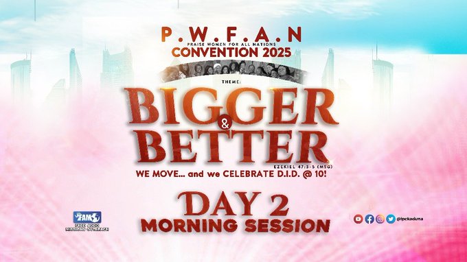 IPCKADUNA's tweet image. Good morning and welcome to Church!  Its Day 2 of the 2025 PWFAN Convention.  

Follow this link join the LIVE service: web.facebook.com/share/v/1BFuR1………   

#IPCLive
#PWFAN2025