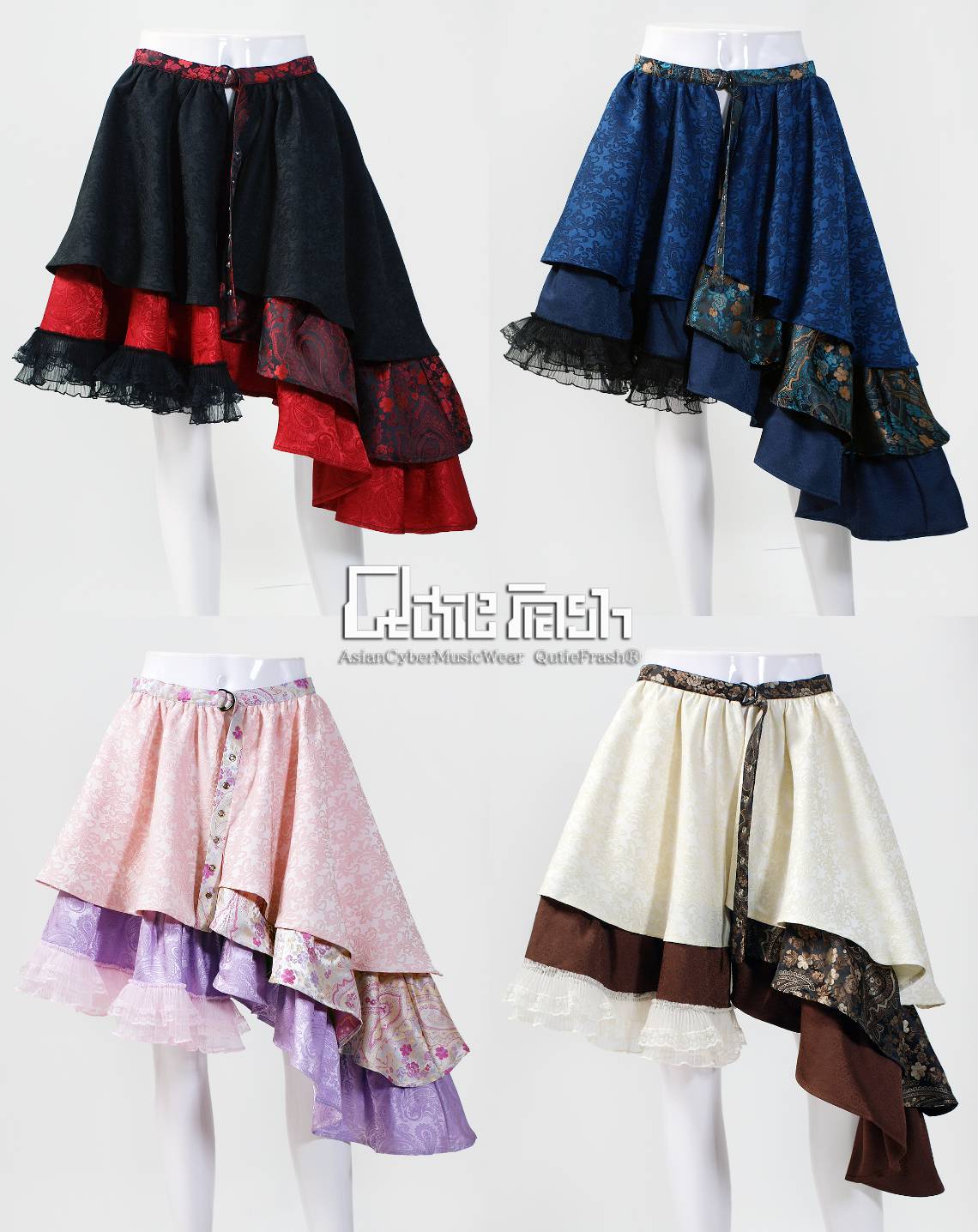 QutieFlash キューティーフラッシュ 和柄ロングスカート ブルー