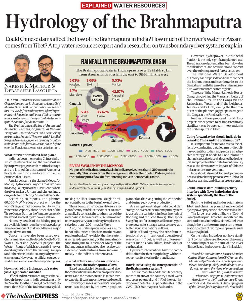 Debarshee Dasgupta (@dasguptadeb7) on Twitter photo I am glad to have contributed to this piece along with NARESH KUMAR MATHUR sir in <a href="/IndianExpress/">The Indian Express</a> on the recent debate around water sharing in Brahmaputra between India and China. The piece hugely benefits from Mr. Mathur's expertise and knowledge in water resource management. I am glad to have contributed to this piece along with NARESH KUMAR MATHUR sir in <a href="/IndianExpress/">The Indian Express</a> on the recent debate around water sharing in Brahmaputra between India and China. The piece hugely benefits from Mr. Mathur's expertise and knowledge in water resource management.