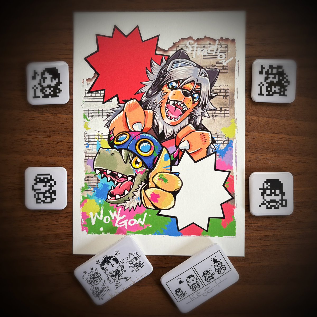 8日(日)は宮﨑歩さんとのコラボイベント、極上のチートデイ2です。今回私が持っていくのはこちら。カードには宮﨑さんと私のサインします。あとはドット絵マグネットと前回の思い出バッジです。ライブドローイングもします。まだ、少しだけ席あるみたいです。ぜひ遊びにきてください〜!