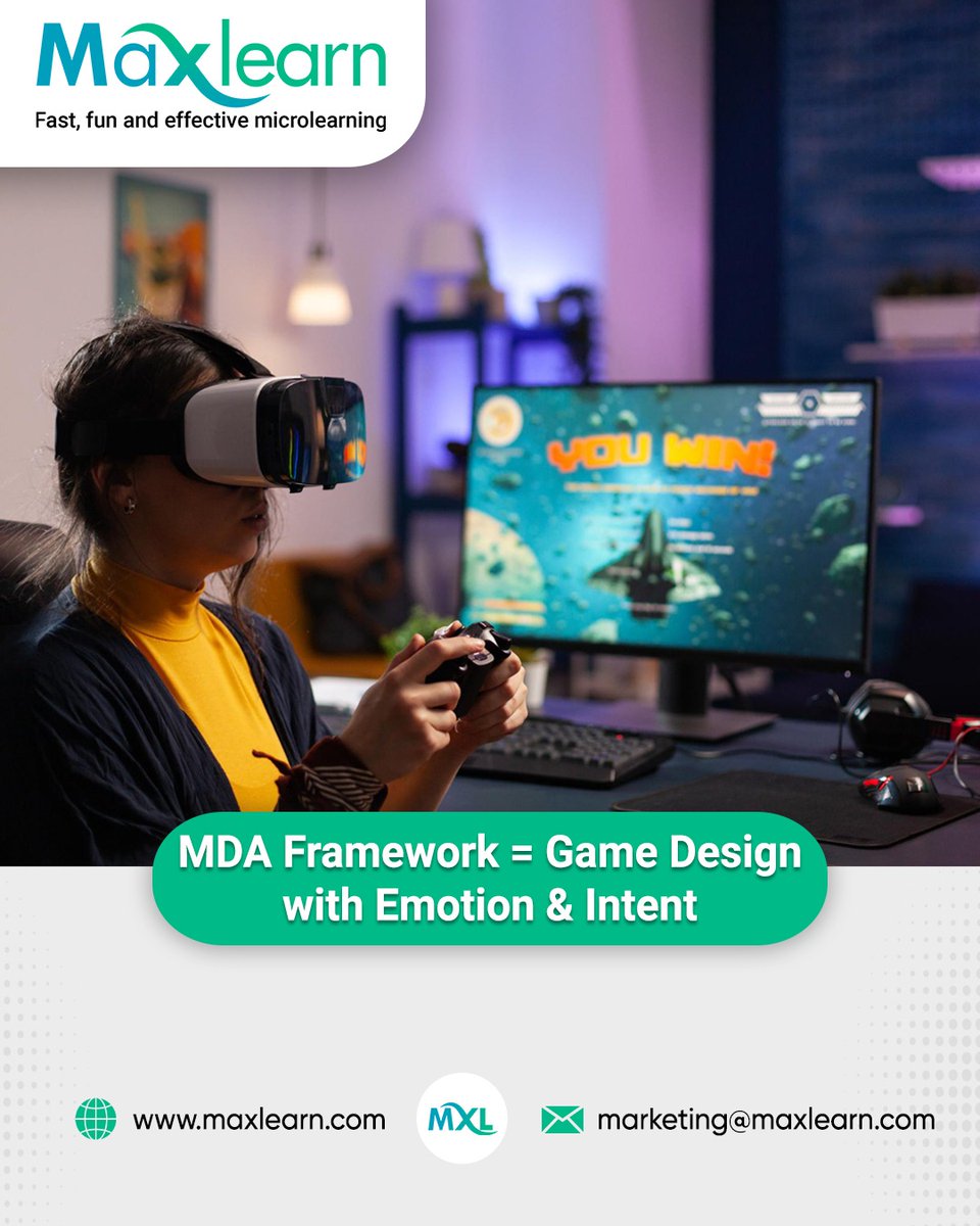 maxlearn_global's tweet image. Gamify your microlearning the right way. Use Hunicke’s MDA framework to design experiences that are engaging, emotional &amp;amp; effective. Click to learn more… maxlearn.com/blogs/hunickes…

#aidrivenmicrolearning #chatgpt #AIAuthor #contentcreator #ROI #AdaptiveLearning
#gamification