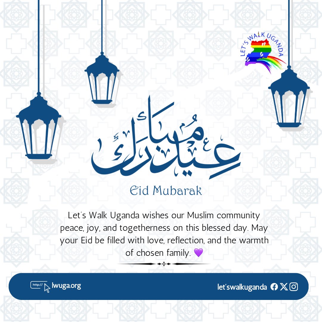 Today we celebrate love, peace, and community. Let’s Walk Uganda sends warm wishes to all observing Eid. May your day be filled with joy, reflection, and unity. 💜

#EidMubarak