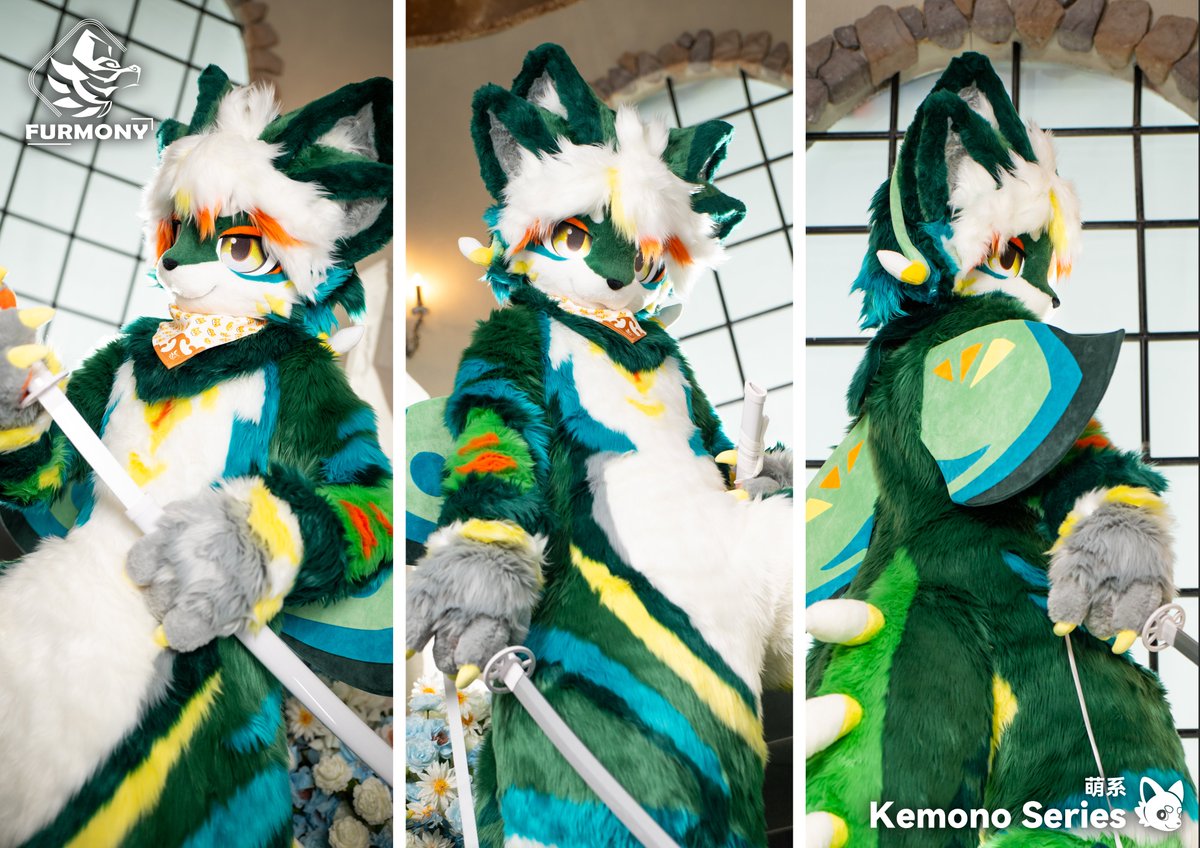 「New Commission Finished」

"A sprite born from gardenia fruit, drawn to fragrance - its presence signals thriving land." 

Thanks for the trust from <a href="/ho_lan_gi/">랑이</a> 

#furmony #furry #fursuit #鸿萌造物