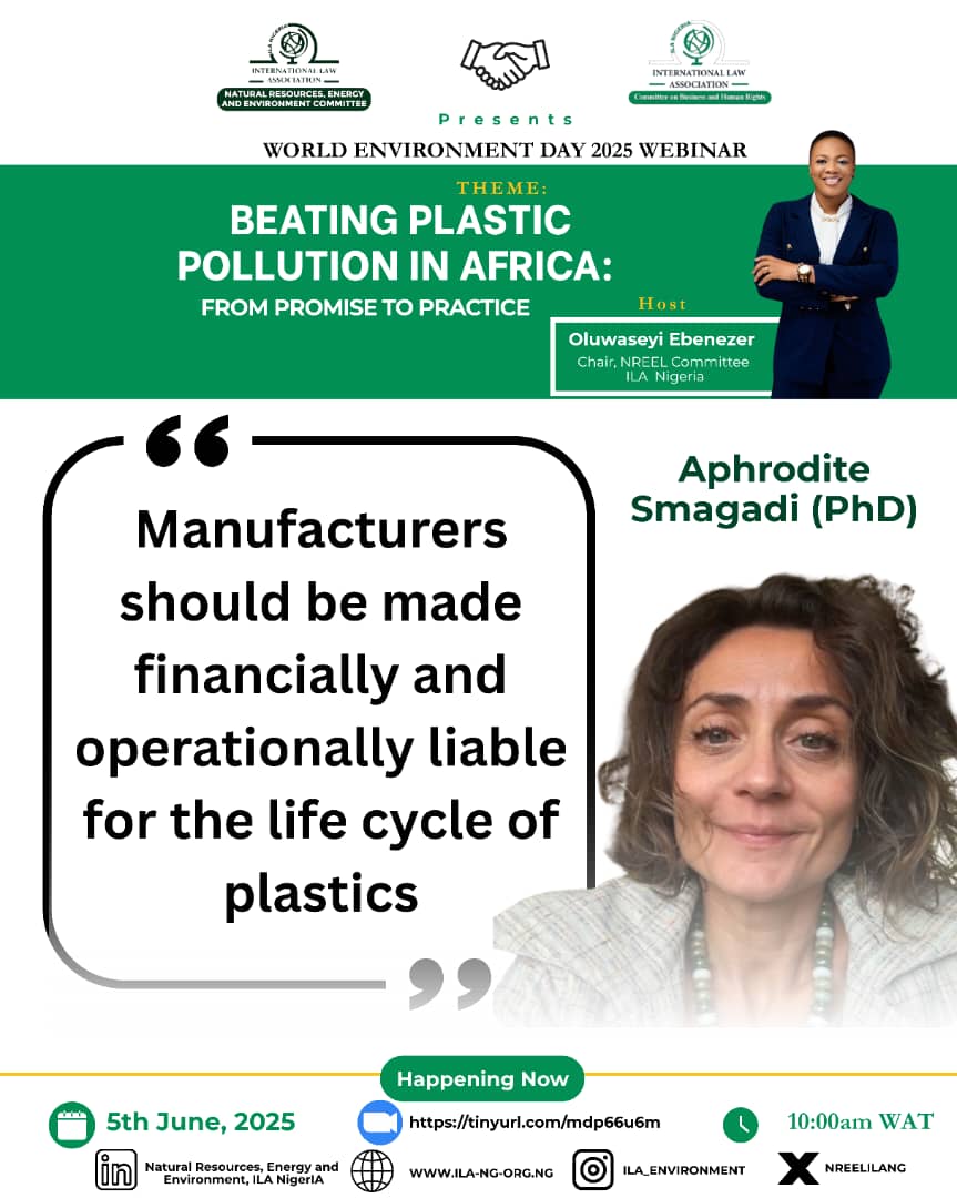 Nreelilang's tweet image. Yesterday, for #WorldEnvironmentDay, our chair @seyiebenezer hosted a powerful webinar on Beating Plastic Pollution in Africa featuring a keynote speaker Aphrodite Smagadi, guest speaker @dsolawuyi, &amp;amp; panelists Ibrahim M. Mohammad &amp;amp; @belle_pearl27, moderated by Samuel Chukwu Esq