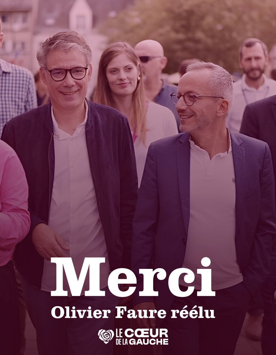Bravo, cher <a href="/faureolivier/">Olivier Faure</a>, pour ta réélection à la tête du <a href="/partisocialiste/">Parti socialiste</a> ! 

Merci aux militantes et militants pour leur mobilisation. Une nouvelle étape commence aujourd’hui, au service de notre parti, de la gauche, des Françaises et Français. 

Fier de cheminer à tes côtés !