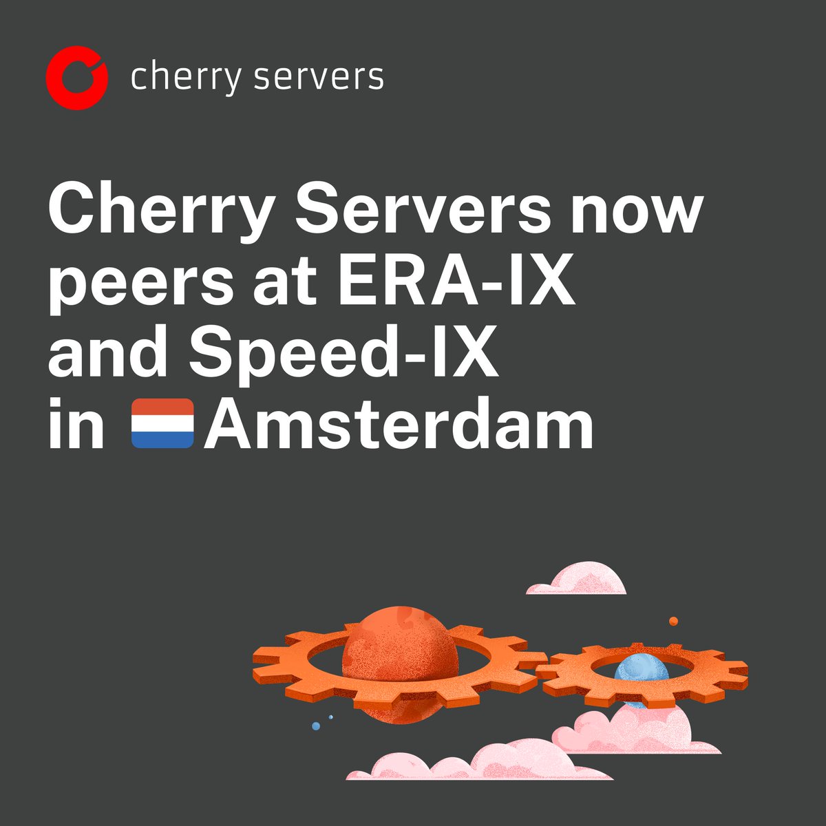 Cherry Servers (@cherryservers) on Twitter photo More good news to be shared π
Weβre enhancing global network reach by connecting to <a href="/EraniumNL/">Eranium ERA-IX</a> Amsterdam π
This will improve network efficiency, reduce latency, and offload traffic from main internet channels, ensuring faster, more reliable data transmission β‘ More good news to be shared π
Weβre enhancing global network reach by connecting to <a href="/EraniumNL/">Eranium ERA-IX</a> Amsterdam π
This will improve network efficiency, reduce latency, and offload traffic from main internet channels, ensuring faster, more reliable data transmission β‘