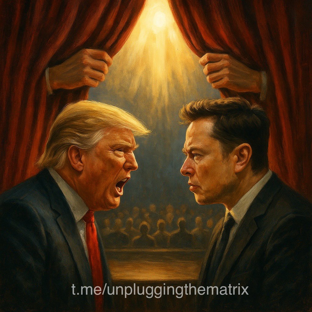 vegastarr's tweet photo. Everything you see is part of the show 🎭

Trump vs Musk?
Right wing, left wing, new wing…  same bird. 🐦
Just a script to keep you watching, distracted, and asleep.

While they fight on stage,
the truth stays hidden behind the curtain. 🔺👁️

Don’t fall for it.
The real war is for your mind, your soul, and your awakening.

How sad that most still believe the lie is real…

Awaken.
See the puppeteers, not the puppets.

🧠✨