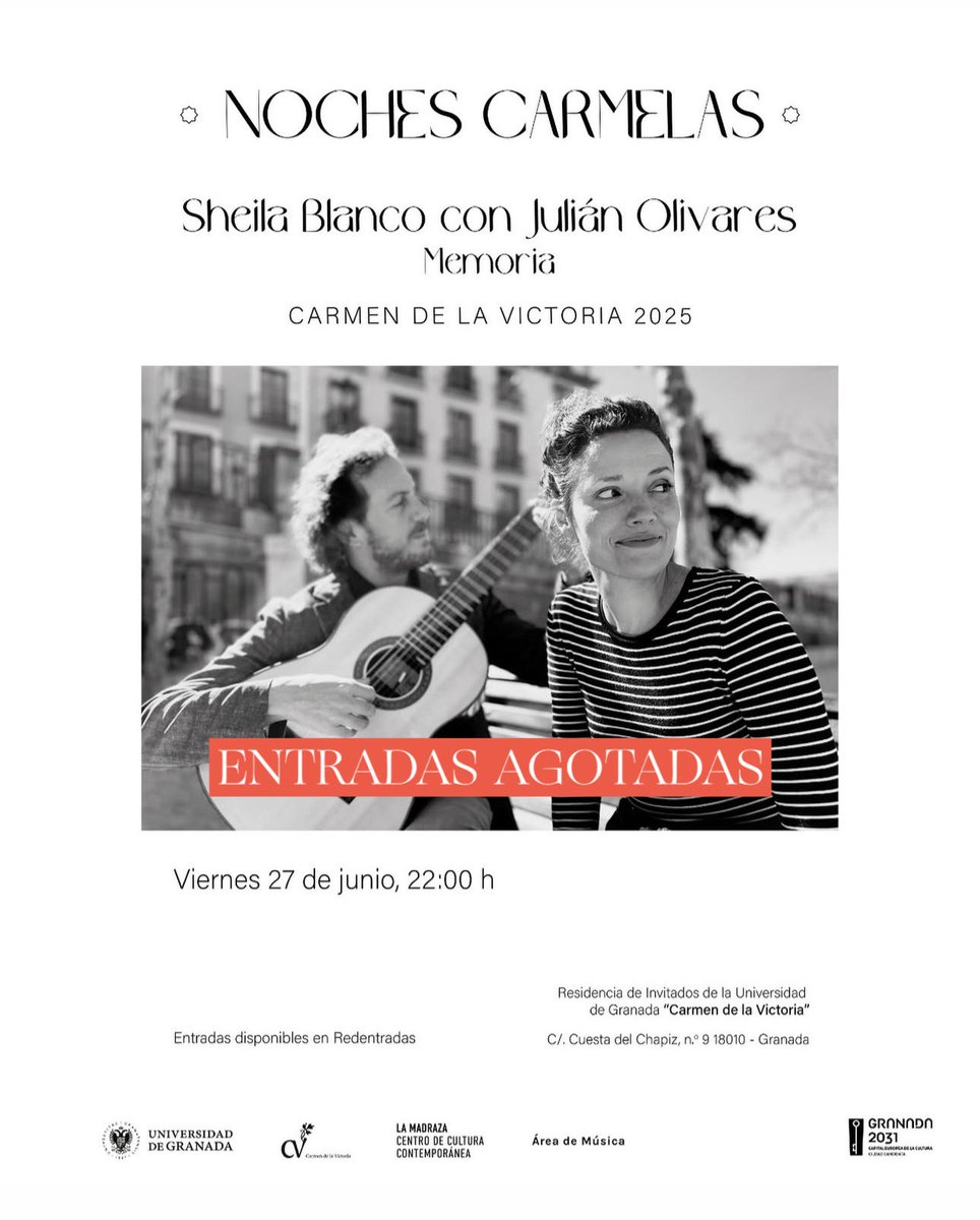 ¡Muchísimas gracias! 
#SheilaBlancoyJuliánOlivares #Granada #NochesCarmelas #CarmendelaVictoria