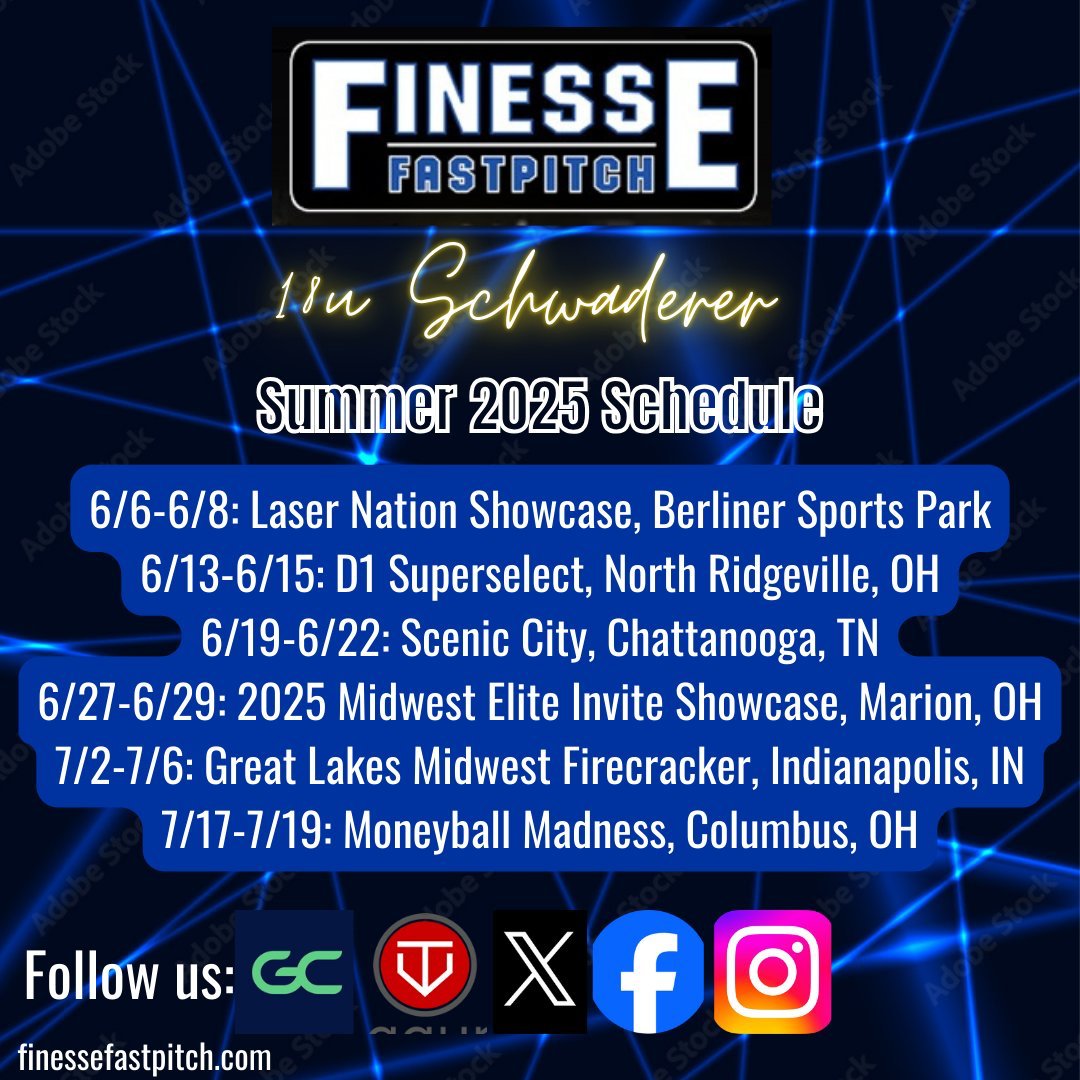 Wrapped up my HS JR season in the Regional Semi-Finals and now ready for the Summer with <a href="/FinesseSchwader/">Finesse Schwaderer</a> 
Schedule for this summer ⬇️
<a href="/MEFastpitch/">Miami East Fastpitch</a> <a href="/USASoftball/">USA Softball</a> <a href="/SBRRetweets/">Softball Recruiting Reposts</a>  <a href="/TOP_D1RECRUITS/">Softball Top Preps Retweet</a>  <a href="/ExtraInningSB/">EXTRA INNING SOFTBALL</a>  <a href="/MaxPreps/">MaxPreps</a>  <a href="/LineDsoftball/">Line Drive Media</a> <a href="/FinesseOrg/">Finesse Fastpitch</a> <a href="/fastpitchwatch/">Fastpitch Watch</a>  
#uncommitted2026