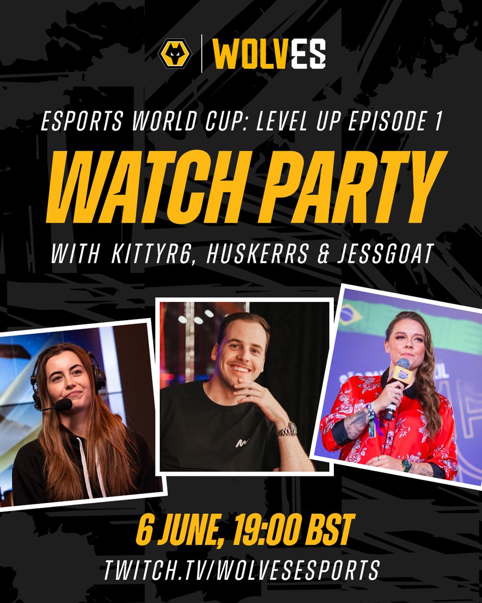 Wolves Esports (@wolvesesports) on Twitter photo WATCH PARTY! 🥳
Join <a href="/KittyyR6/">Kitty</a>, <a href="/HusKerrs/">HusKerrs</a> and <a href="/JessGOAT/">Jess🐐 is 🔴LIVE with charm</a> on our Twitch channel this evening as they watch ep.1 of the Esports World Cup: Level Up documentary series! 🎞️
🗓️ Today
🕖 19:00 BST
📺 twitch.tv/WolvesEsports
#EWC || <a href="/EWC_EN/">Esports World Cup</a> WATCH PARTY! 🥳
Join <a href="/KittyyR6/">Kitty</a>, <a href="/HusKerrs/">HusKerrs</a> and <a href="/JessGOAT/">Jess🐐 is 🔴LIVE with charm</a> on our Twitch channel this evening as they watch ep.1 of the Esports World Cup: Level Up documentary series! 🎞️
🗓️ Today
🕖 19:00 BST
📺 twitch.tv/WolvesEsports
#EWC || <a href="/EWC_EN/">Esports World Cup</a>