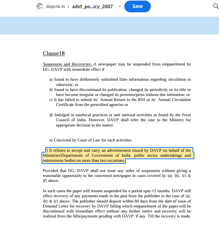 chhuti_is's tweet image. Being a senior jounalist, @iindrojit knows that newspapers registered for government advertisements generally cannot refuse to publish them without a valid reason, especially if they are empanelled with a government advertising agency. But then being factual doesn&apos;t always pay.