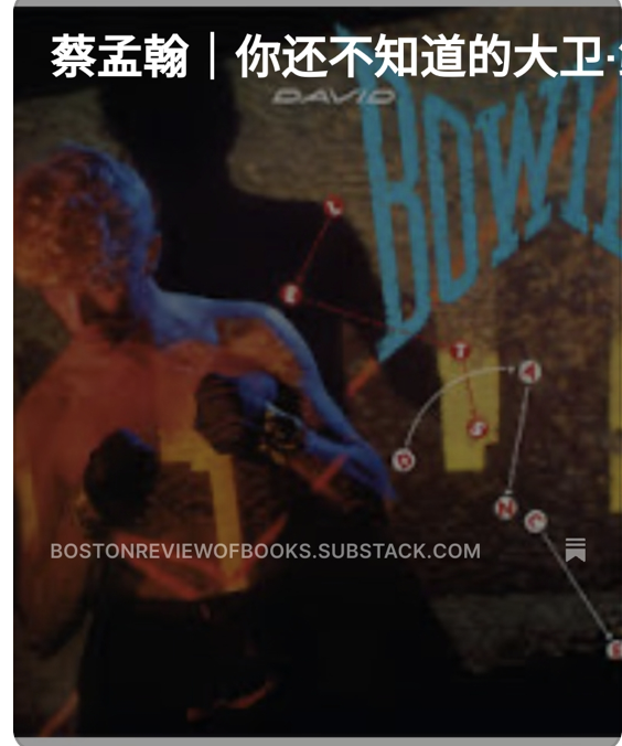 編者按：大衛·鮑伊（David Bowie，1947年1月8日－2016年1月10日），英國傳奇歌手、詞曲創作者、演員及音樂家，以其創新的音樂風格、多變的形象和深遠的文化影響聞名，其作品跨越搖滾、流行、電子、實驗等音樂類型，代表作包括《Space Oddity》《Heroes》《Let’s Dance》。