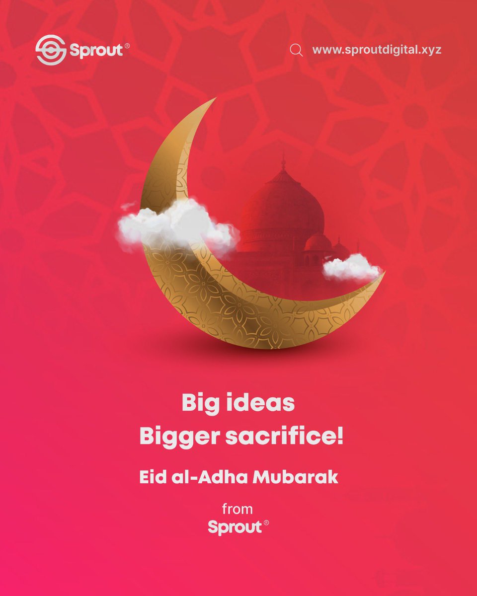 Big ideas. Bigger sacrifice.
Eid Mubarak from all of us at Sprout Digital 

#EidAlAdha #EidMubarak #SproutDigital