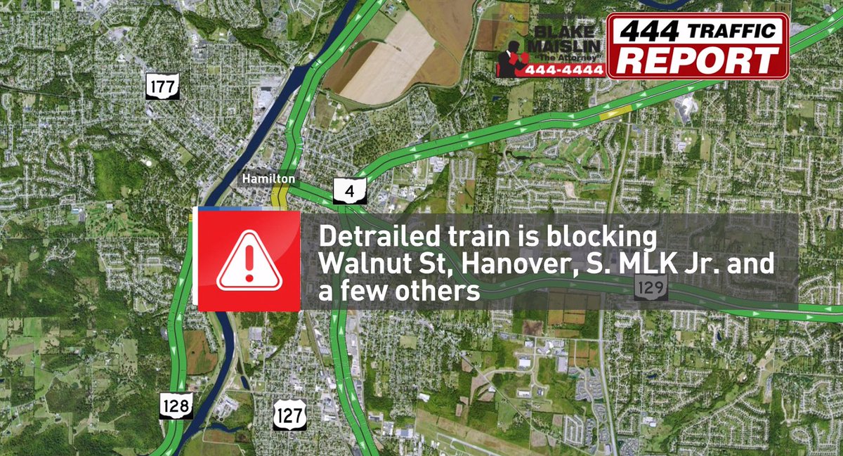 A partially derailed train is blocking a few crossings in Hamilton this morning. More info: local12.com/news/local/csx…