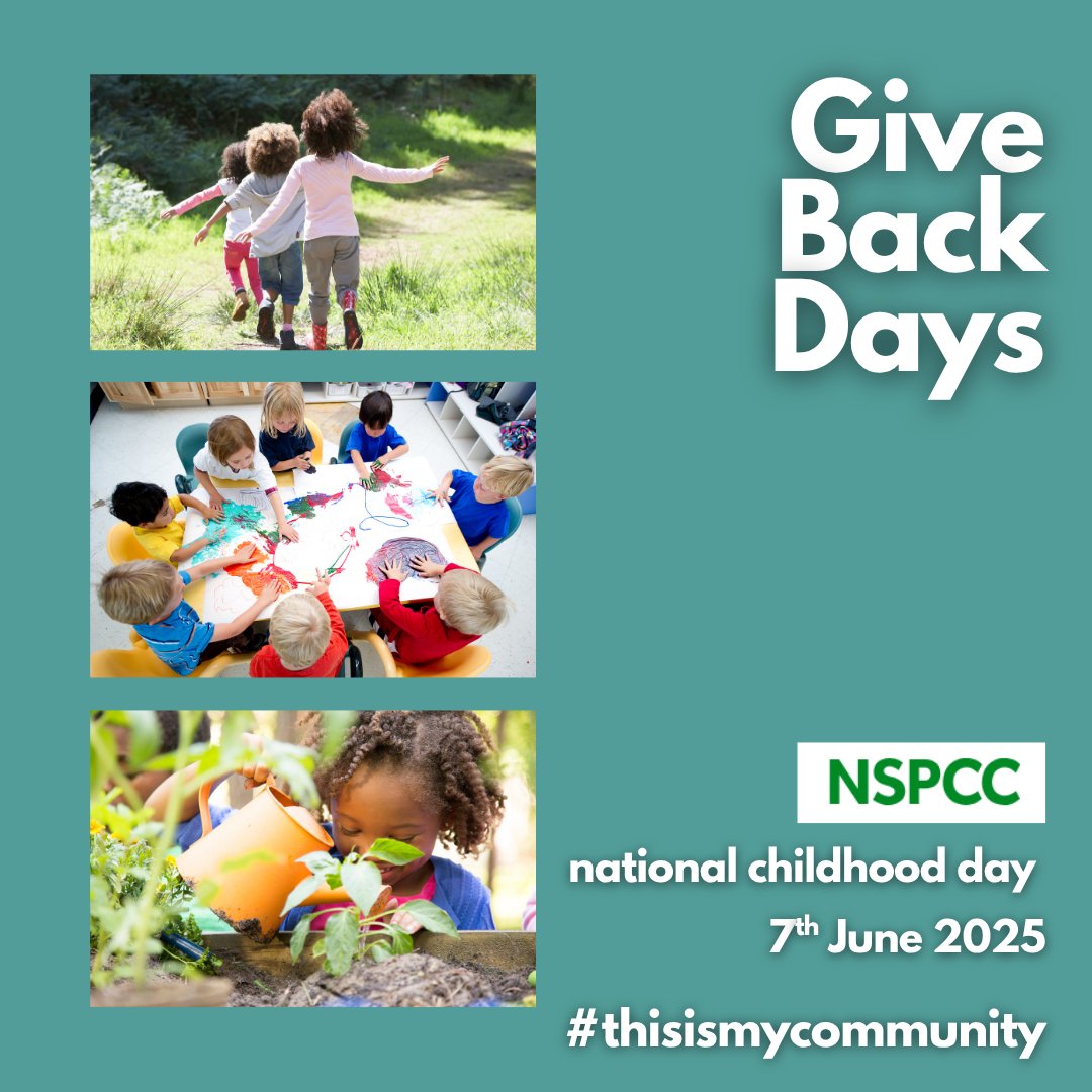 Childhood Day is the NSPCC’s national day to raise awareness and fundraise to help keep children safe.

To find a volunteering role on the NSPCC website click here: nspcc.org.uk/support-us/vol…

Give Back Days lncn.ac/GBD 

#VolunteersWeek #givebackdays #thisismycommunity
