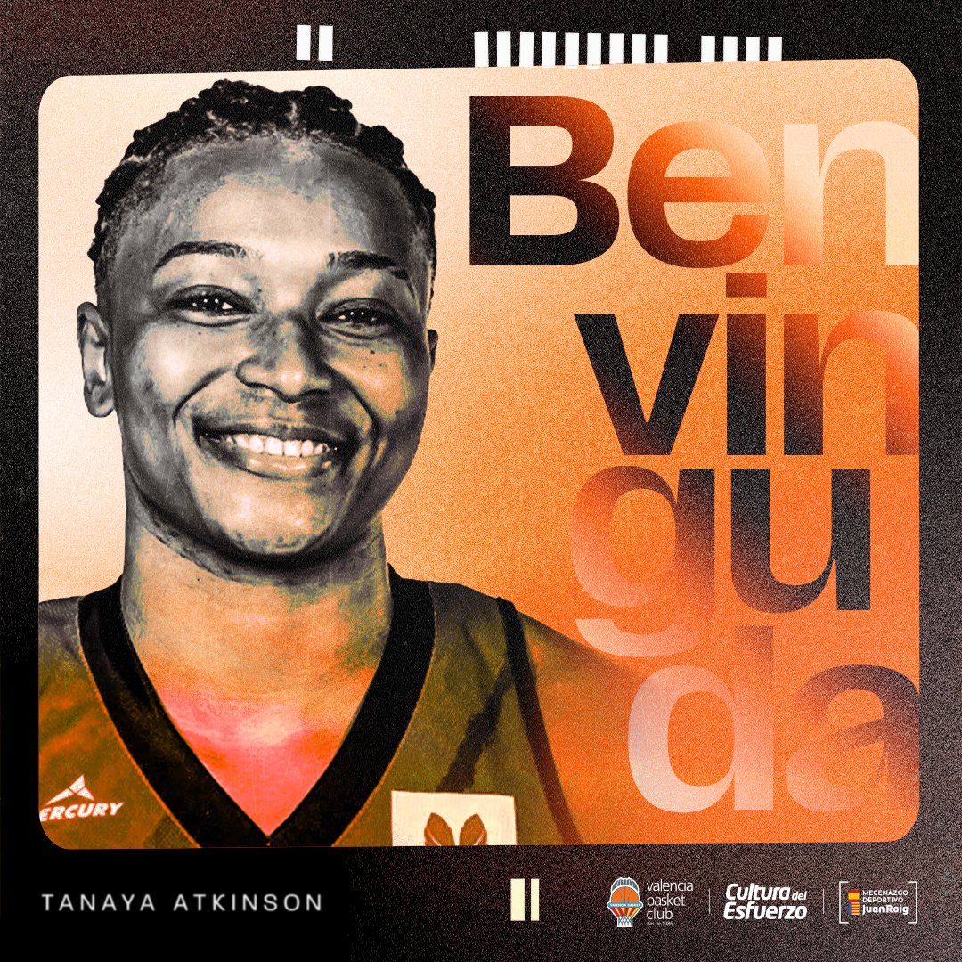 ☝️📈 <a href="/tanayaatkinson/">Nay Atkinson</a>

Benvinguda, Nay 🧡

Cas 👉 Tanaya Atkinson se incorpora temporalmente a Valencia Basket
acortar.link/G7iarq

Val 👉 Tanaya Atkinson s'incorpora temporalment a Valencia Basket
acortar.link/pDFMbg

Eng 👉 Tanaya Atkinson joins Valencia Basket on a