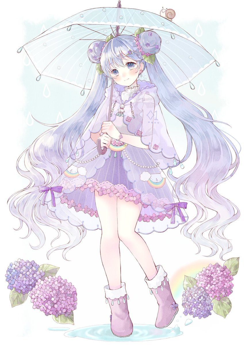 今日は大好きな紫陽花の日らしいです4枚目意外全部ミクちゃん #