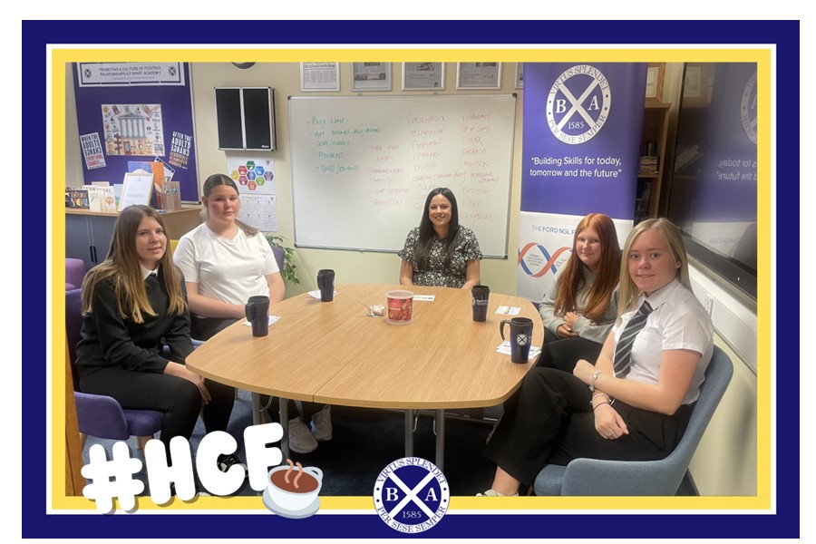 This week Depute HeadTeacher, Mr Kilpatrick was joined for a hot chocolate and a chat by a group of S1-3 superstars who have used their School Leaver Profile skills to impress staff.  Well done! 📷
Whose turn will it be next week?  📷 #hcf