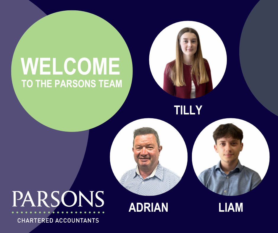 This week we are delighted to welcome three new colleagues to Parsons – Adrian Smith, Liam Ellam and Tilly Devine.

We’re thrilled to have all three new starters on board and we know you’ll join us in making them feel very welcome to the Parsons team.

#ParsonsAccountants
