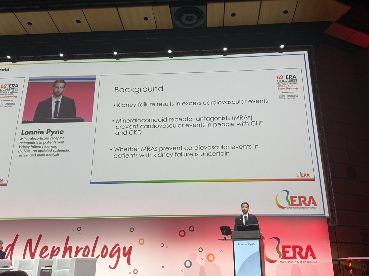 Last presentation during LBCTII #ERA25 

📍Mineralocorticoid receptor antagonists in patients with kidney failure receiving dialysis: an updated systematic review and meta-analysis

🎙️Lonnie Pyne <a href="/lp7777777/">Lonnie Pyne</a>