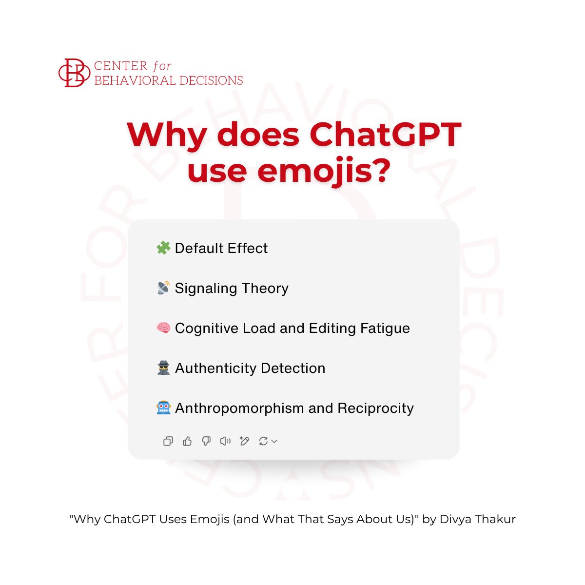 becisions's tweet image. In her latest piece, Divya Thakur unpacks how tools like ChatGPT shape how we communicate—and trust. From 😊 to default design, it’s a deep dive into digital behavioral science.

📄: becisions.com/post/why-chatg…

#BehavioralScience #AI